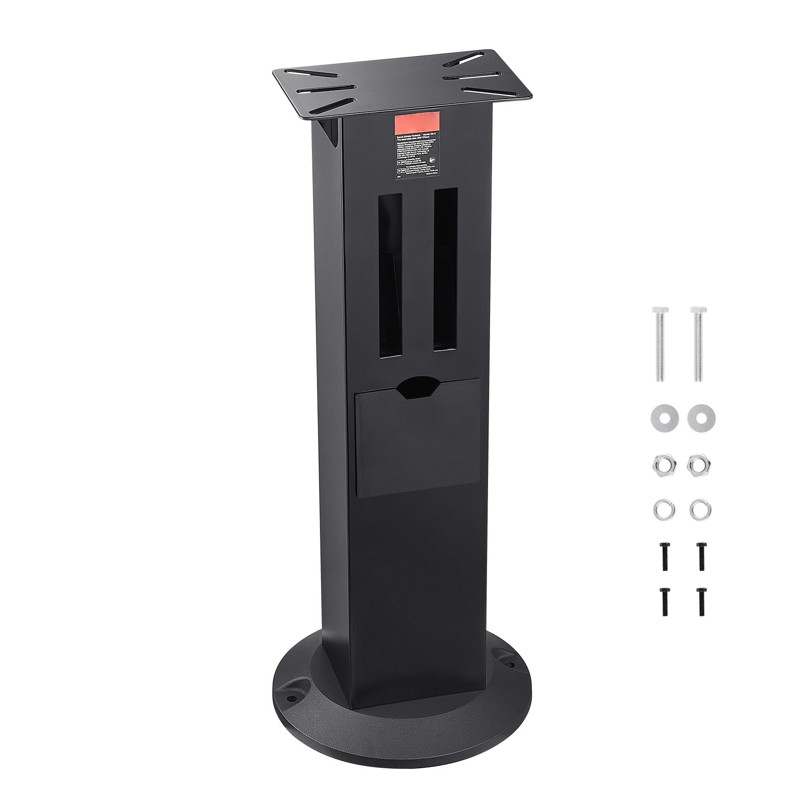 KFFKFF Bench Grinder Stand, Sturdy Bench Grinder and Ground Clamp Pedestal with 11" x 6.7" Mounting Plate, Sections for Grinding Wheel Storage & Cast Iron Base, Compatible with Most Bench Grinders