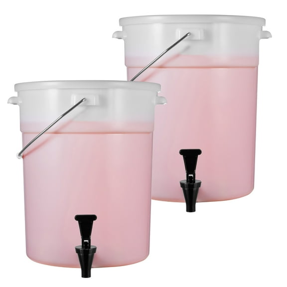 KFFKFF Beverage Server, Dual 5-Gallon Drink Holders for Events, Durable Plastic Water Dispenser with Tap and Cover, Ideal for Iced Tea, Lemonade, and Water Set of 2