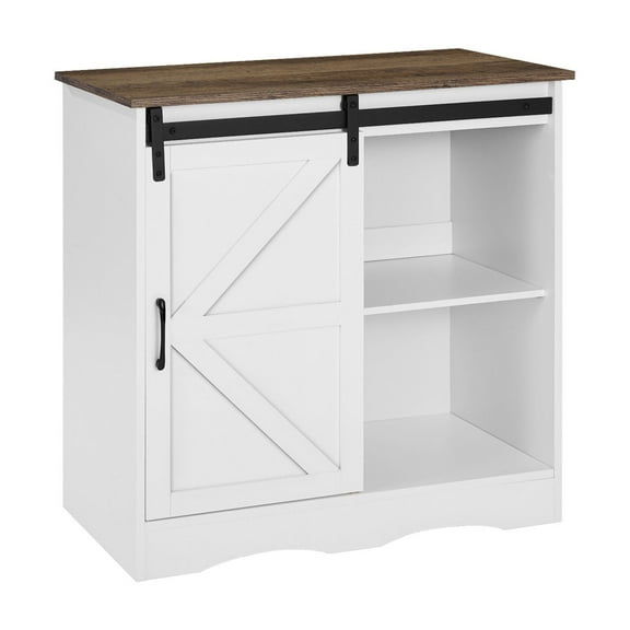 KFFKFF Beverage Station Cabinet, Dimensions 31.5 x 13.8 x 31.5 in, Rustic Beverage Station Cabinet with Triple Layer Storage, Beverage Station Table with Sliding Door, Rustic Buffet Sideboard Cabinet