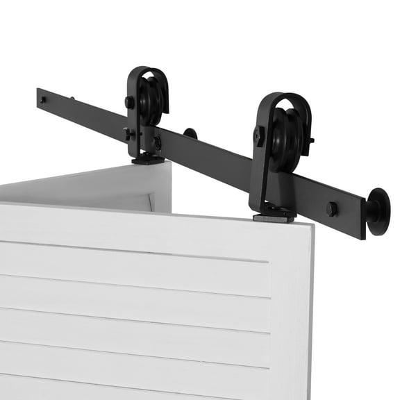 KFFKFF Bi-Folding Sliding Barn Door Hardware Track Kit, 52" Top Mount, Smooth & Quiet Operation, Durable, Simple Installation, Fits Two 24" Closet Pantry Laundry Doors (Doors Not Included)