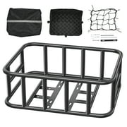 KFFKFF Bicycle Rear Carrier, Mid-sized Cycle Holder with Elastic Net, Inner Lining & Rainproof Shield, Sturdy Cycle Rear Holder for Adult Males/Females Transporting Dogs, Pets