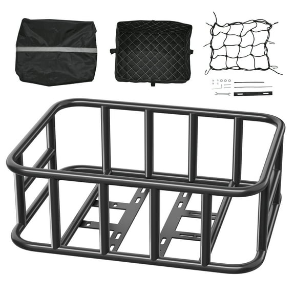 KFFKFF Bicycle Rear Carrier, Mid-sized Cycle Holder with Elastic Net, Inner Lining & Rainproof Shield, Sturdy Cycle Rear Holder for Adult Males/Females Transporting Dogs, Pets