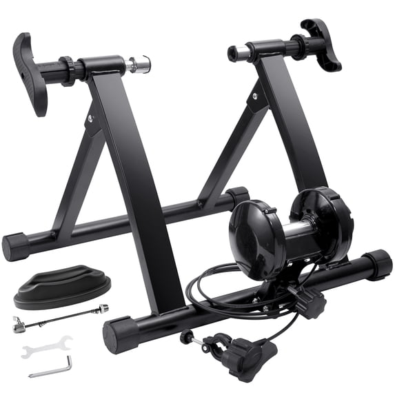 KFFKFF Bicycle Training Stand, Magnetized Fixed Bike Stand for 26"-29" Wheels, 8 Adjustable Resistance Levels, Quiet Operation Motor, Compact for Indoor Cycling Workout, Includes Quick-Release