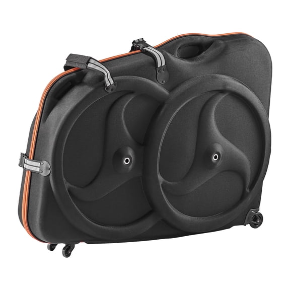 KFFKFF Bike Travel Case with EVA Hard Shell, Quick-Release Buckle, Dual Zipper, TSA Lock, and Wheels, Black Bicycle Bag for Airplane Transport, Suitable for 700C Road Bikes