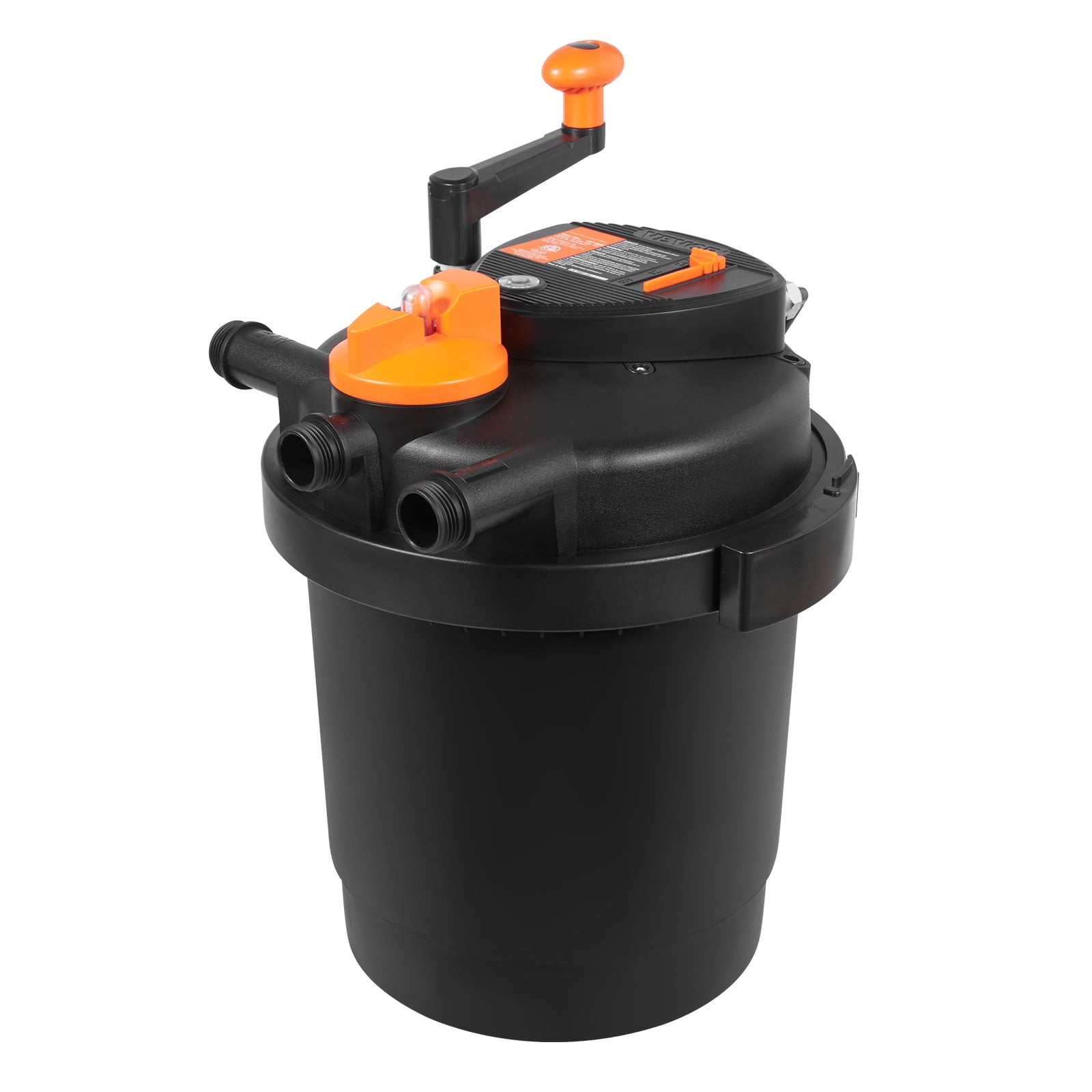 Black and Orange Pressurized Biological Pond Filter with UV-C Lamp