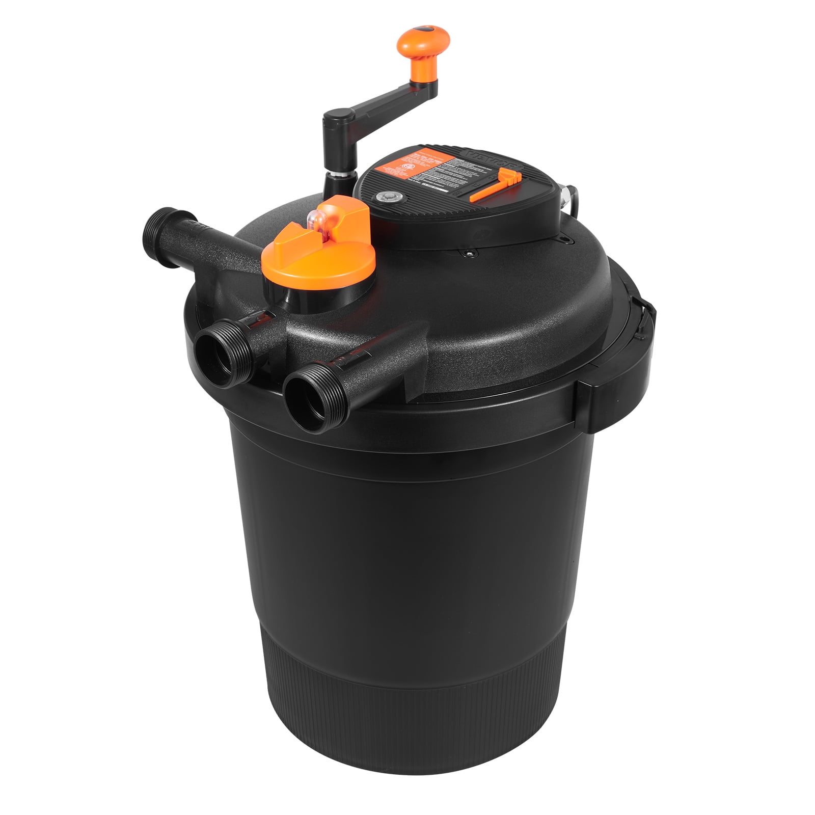 Black and Orange Pressurized Biological Pond Filter with UV-C Lamp