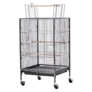 KFFKFF Bird Cage, 18 x 18 x 30 inch, Open Flat Top Design, Durable Wrought Iron Construction with Perches, Removable Tray, Feeders, and Wheels, Suitable for Par
