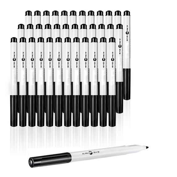 KFFKFF Black Wipe-Off Markers, Set of 36, Mild-Scented Board Markers, Precision Tip Board Markers, Simple to Erase Marker Set for Educational Institutions, Offices, and Residences