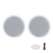 KFFKFF Bluetooth Ceiling Speakers, 8", Flush Mount In-Wall and Ceiling Speaker System with Amplifier, 2-Way Design for Humid Environments, Ideal for Home Theater, Living Room, Set of 2