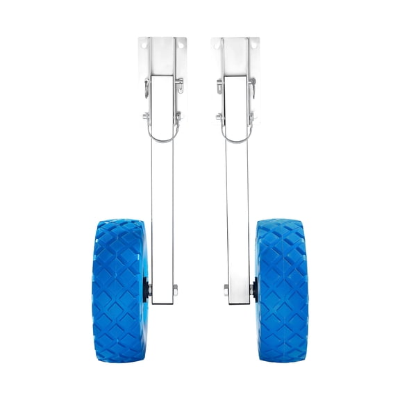 KFFKFF Boat Launching Wheels, 300 lbs Capacity, 10" Stainless Steel Transom Wheels with Durable PVC Tires, Folding Design with 4 Quick Release Pins, Compatible with 13' Inflatable Fishing Boats