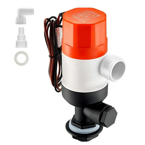 KFFKFF Boat Livewell Pump, 12V 1100 GPH Livewell Pump with Straight Design, Dual Inlet, ABA Housing & Removable Motor Cartridge, Anti-Corrosion Baitwell Pump for Freshwater and Saltwater