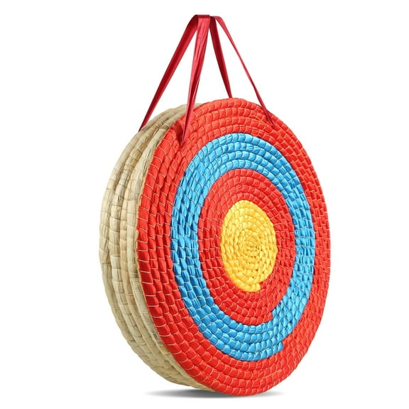 KFFKFF Bow Target, 5-Tier 20" Arrow Target, Classic Firm Straw Circular Archery Target, Crafted Arrows Target, Multicolored Cord Target for Outdoor Backyard Hunting Shooting Drills