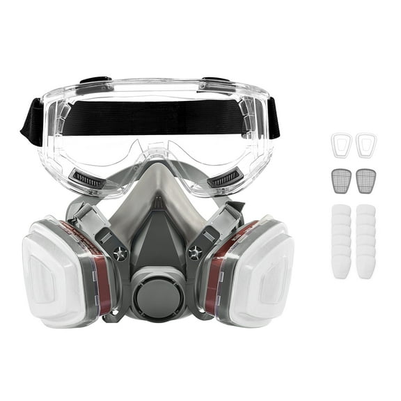 KFFKFF Breathing Apparatus, Recyclable Facial Shield with Protective Eyewear and Filtration System, Natural Fume Mask and Debris-Resistant Facial Shield, Suitable for Paint Application, Buffing