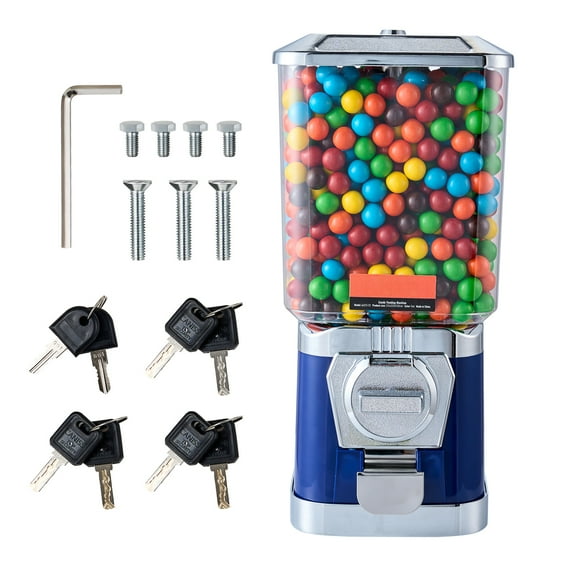 KFFKFF Bubble Gum Machine for Children, 17"H Household Sweet Vendor, PC Candy Distributor, Gumball Machine for Gaming Outlets, Coin-Driven Gumball Repository, Blue