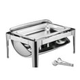thumbnail image 1 of KFFKFF Buffet Chafing Dish Full Kit, 9 Qt Single Pack, Stainless Steel Chafer with Two Half-Size Pans, Rectangular Food Warmer with Transparent Lid, Water Pan, Collapsible Stand, and Fuel Holder, 1 of 9