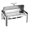 thumbnail image 1 of KFFKFF 9Qt Roll Top Chafing Dish Buffet Set,  with Full Size Pan, Stainless Steel Rectangle Catering Warmer with Lid, Water Pan, Folding Stand, Fuel Holder, Meal Clip, Silver, 1 of 9