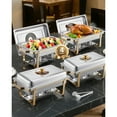 thumbnail image 1 of KFFKFF 4 Pack 8 Qt Chafing Dish Buffet Set, Stainless Steel Chafers and Buffet Warmers Sets with 4 Half Size Pans, Rectangular Food Warmer with Glass Cover, Water Tray, Foldable Stand and Fuel Holder, 1 of 9