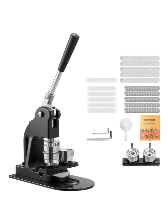 Button Maker Machine, 1.25 in, Badge Maker with 500 Button Components, Circle Cutter, Hex Tools, and Instruction Manual, Comfortable Grip, Ideal for Custom Badges, Pins, and Keychains, Black