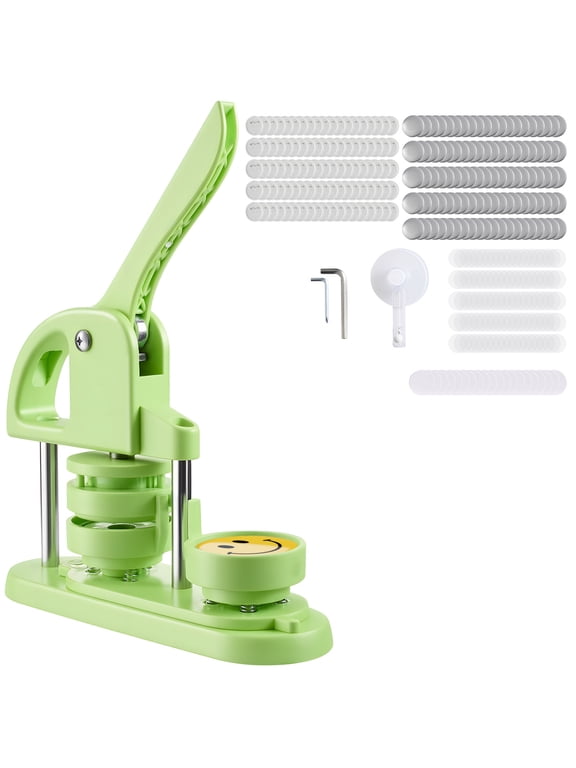 Button Maker Machine, 2.28 in, Plastic Pin Press with 100pcs Button Components, Circle Cutter, and Hex Wrenches, Durable Ergonomic Handle, Ideal for DIY Badges, Custom Pins, and Key Chains
