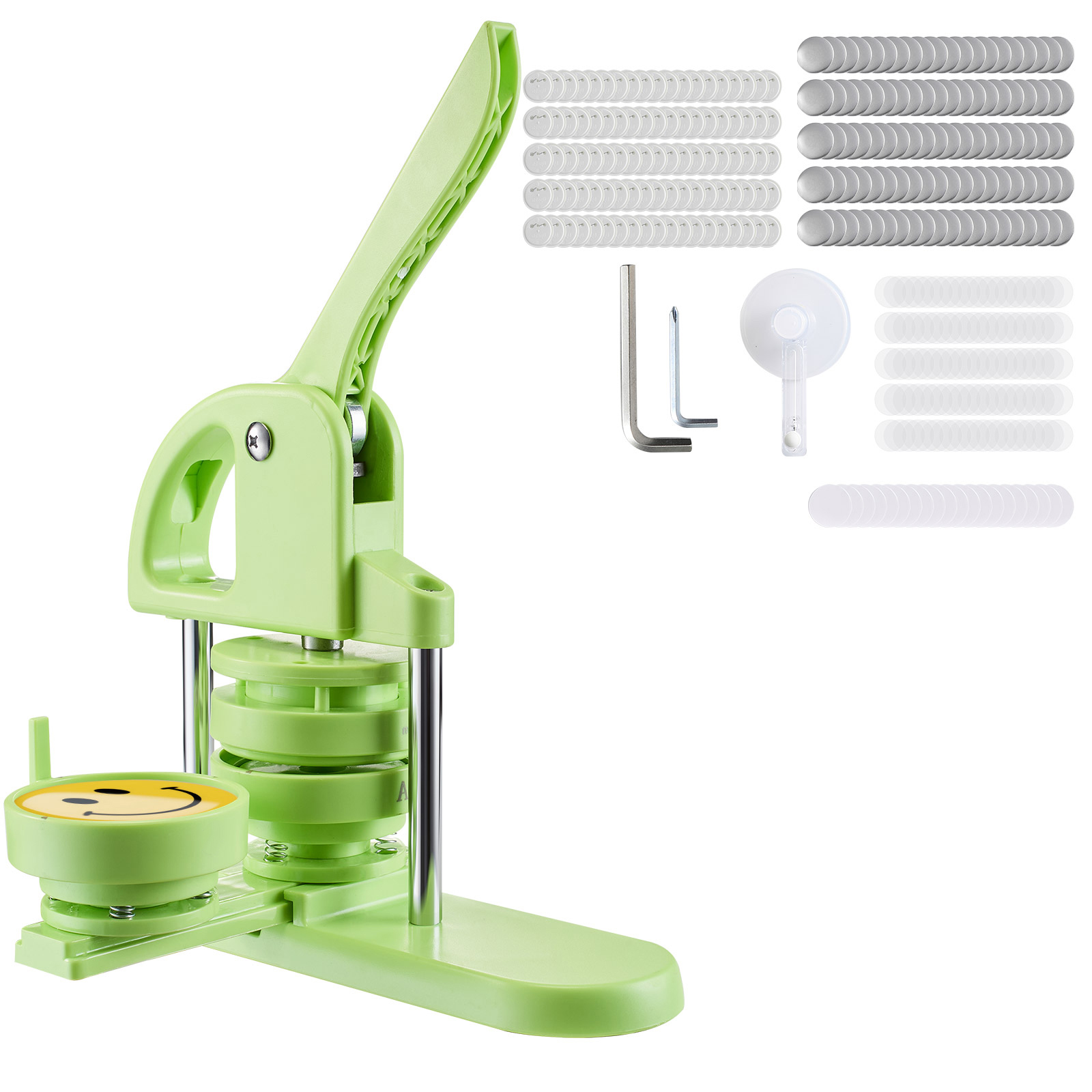 KFFKFF Button Maker Machine, 2.95 in, Plastic Pin Press with 100pcs Button Components, Circle Cutter, and Design Book, Durable Ergonomic Handle, Ideal for DIY Badges, Custom Pins, and Keychains
