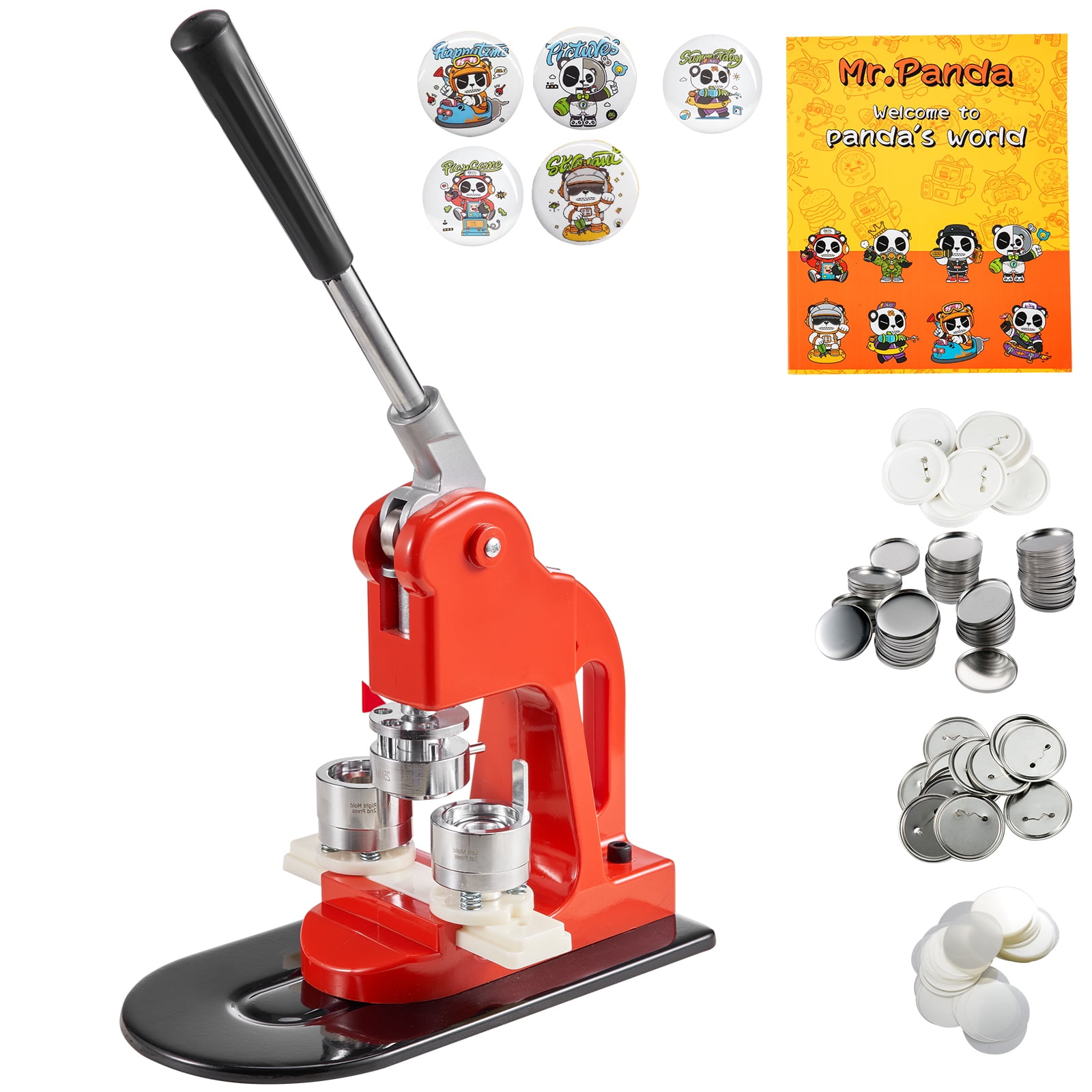 KFFKFF Button Maker Machine, 25mm (1 inch) Badge Punch Press Kit, DIY Pin Maker for Children, Includes 500pcs Button Components, Circle Cutter, and Activity Book
