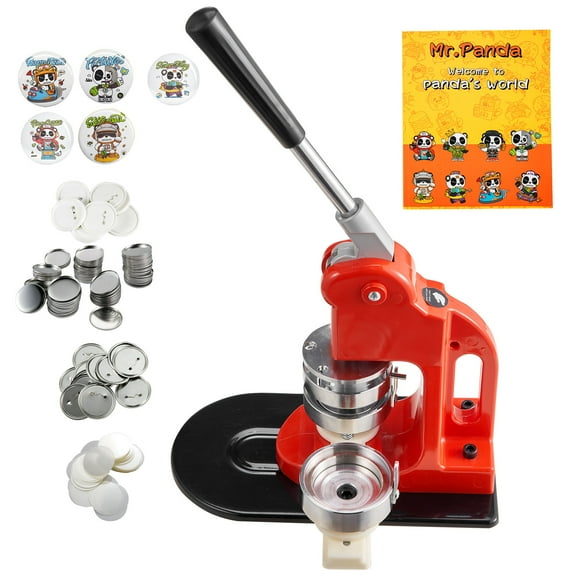 KFFKFF Button Maker Machine, 58 mm (2.25 inch) Badge Punch Press Kit, DIY Pin Maker for Kids, Includes 500 Button Parts, Circle Cutter, and Creative Book