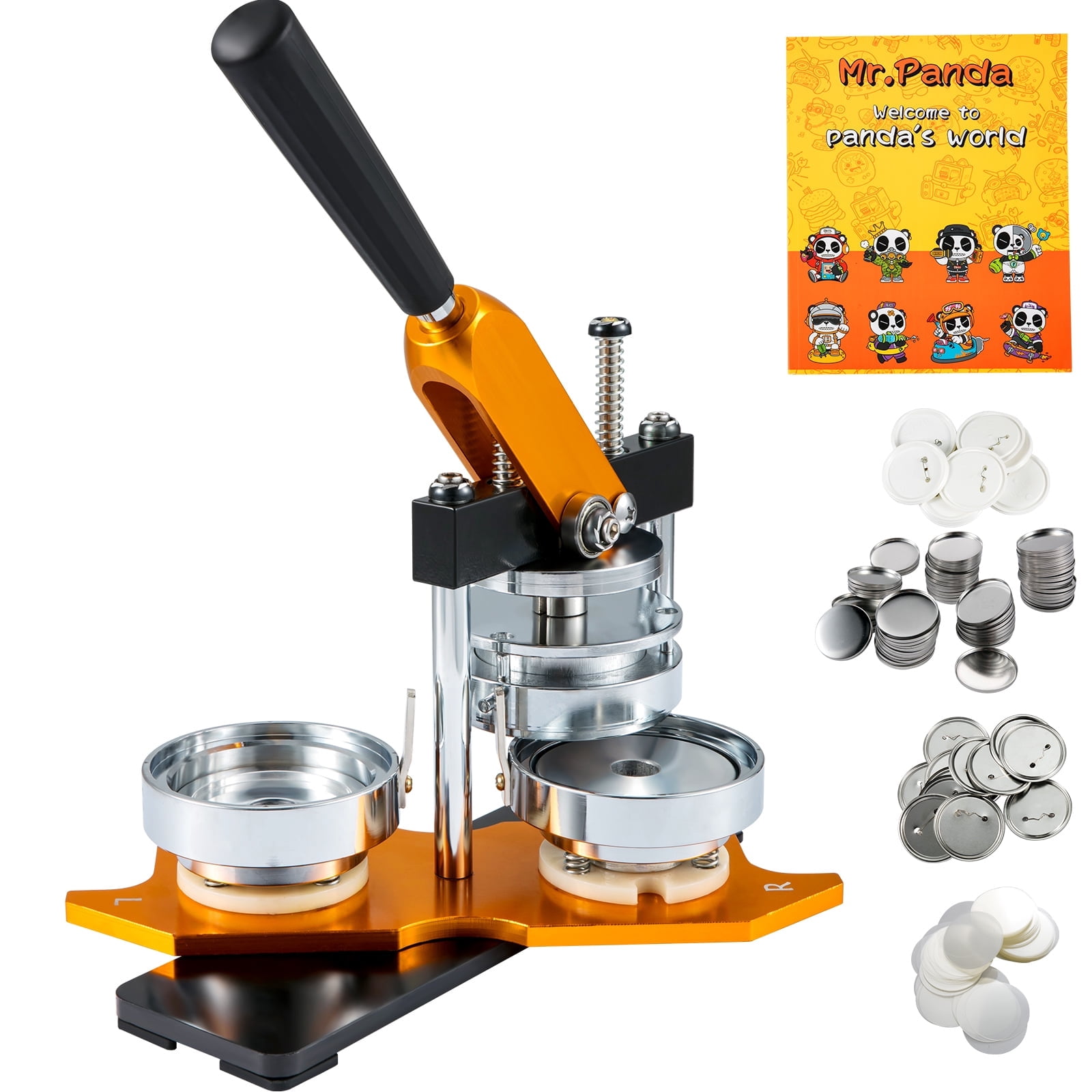 KFFKFF Button Maker Machine, 75 mm (3 inch) Badge Punch Press Kit, DIY Pin Maker for Kids, Includes 500 Button Parts, Circle Cutter, and Crafting Guide