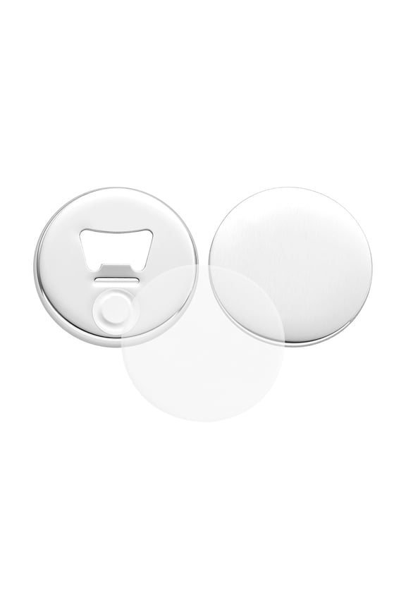 Button Maker Supplies - 50 Sets of 2.28 in / 58 mm Refrigerator Magnets, Bottle Openers, and Keychains with Backs, Shells, Clear Mylar Films, and Blank Circle Papers for DIY Projects