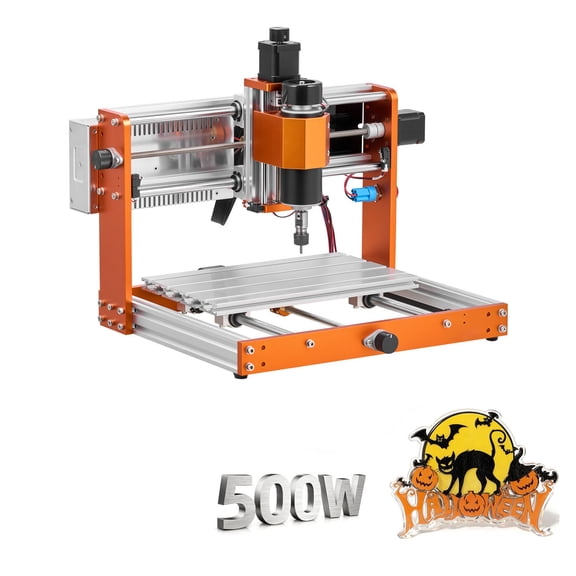 KFFKFF CNC Router Machine, 500W Spindle, 3-Axis Engraving and Milling Tool, featuring 300 x 180 x 80 mm Work Area, Offline Controller, Limit Switch, and Emergency Stop, suitable for Carving