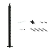 KFFKFF Cable Railing Post, 42x2x2 Inch Stair Rail, Pre-Drilled 30° Angled Holes, Stainless Steel with Horizontal and Curved Bracket, 1-Pack, Black