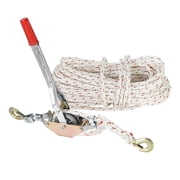 KFFKFF Cable Tugger, 0.75 Ton 1,653 lbs Load Capacity, Includes 100 ft of 0.6 inch Diameter Rope, Dual Hooks, Manual Hand Winch, Robust Ratcheting System for Boat Movement, Item Securing