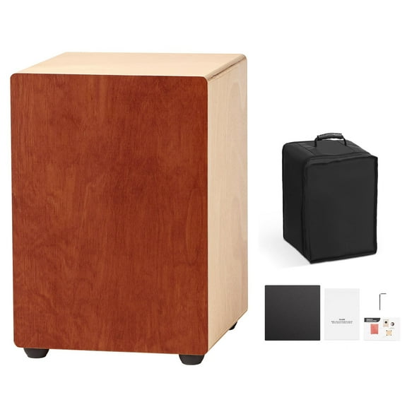 KFFKFF Cajon Box Drum with Internal Guitar Strings, Lightweight Wooden Percussion Instrument, Portable Birch Wood Drum with Travel Bag, Suitable for Beginners and Professionals, 12 x 12 x 17 in