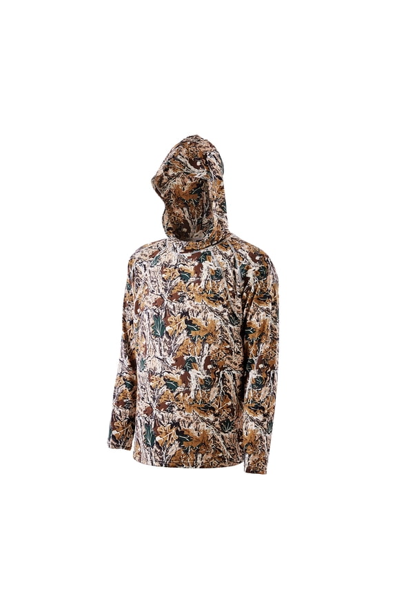 Camo Hoodie, Large Size, Men's Pullover Hooded Sweatshirt, Breathable & Moisture-Wicking, Quick-Dry, Long-Sleeve Shirt with Hood for Hiking, Fishing, and Outdoor Activities in Spring & Summer