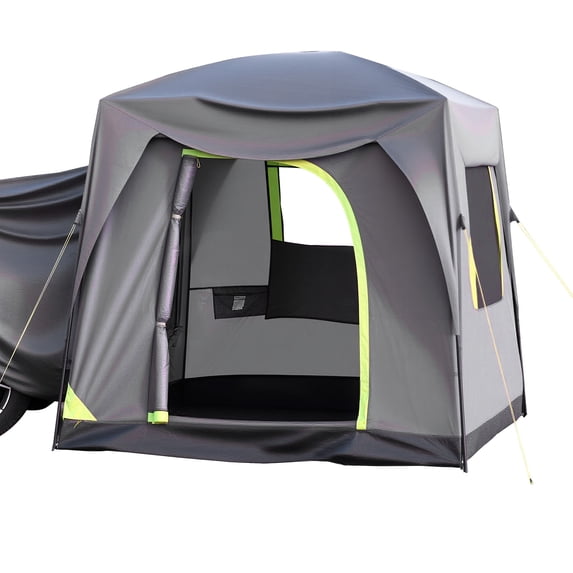 KFFKFF Camping Tent for SUVs, Dimensions 10FT Length x 8FT Width, Double Layered Design Accommodating 5-8 Individuals, PU2000mm Water-Resistant, SUV Tent Featuring Mesh Windows