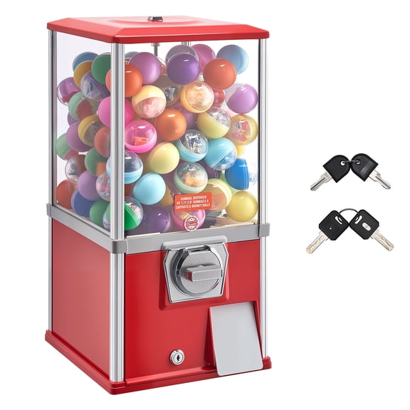 KFFKFF Candy Vending Machine, 21-inch Tall Dispenser for Spherical Treats, 25-Cent Operation, Ideal for Malls, Supermarkets, Parks, and Arcades, Holds Up to 180 Pieces of 1.77-inch Candy