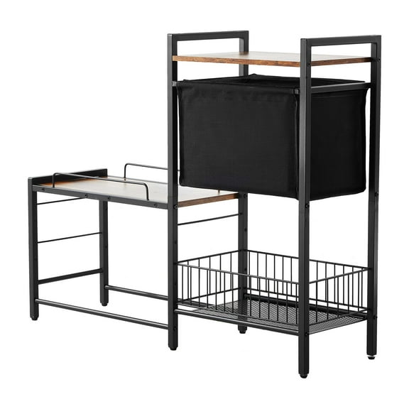 KFFKFF Canine Dining Area with Integrated Storage, Adjustable Height Dog Dishes, Pet Feeding Platform with Organizational Shelves, Convenient Storage for Pet Toys, Suitable for Dogs of All Sizes