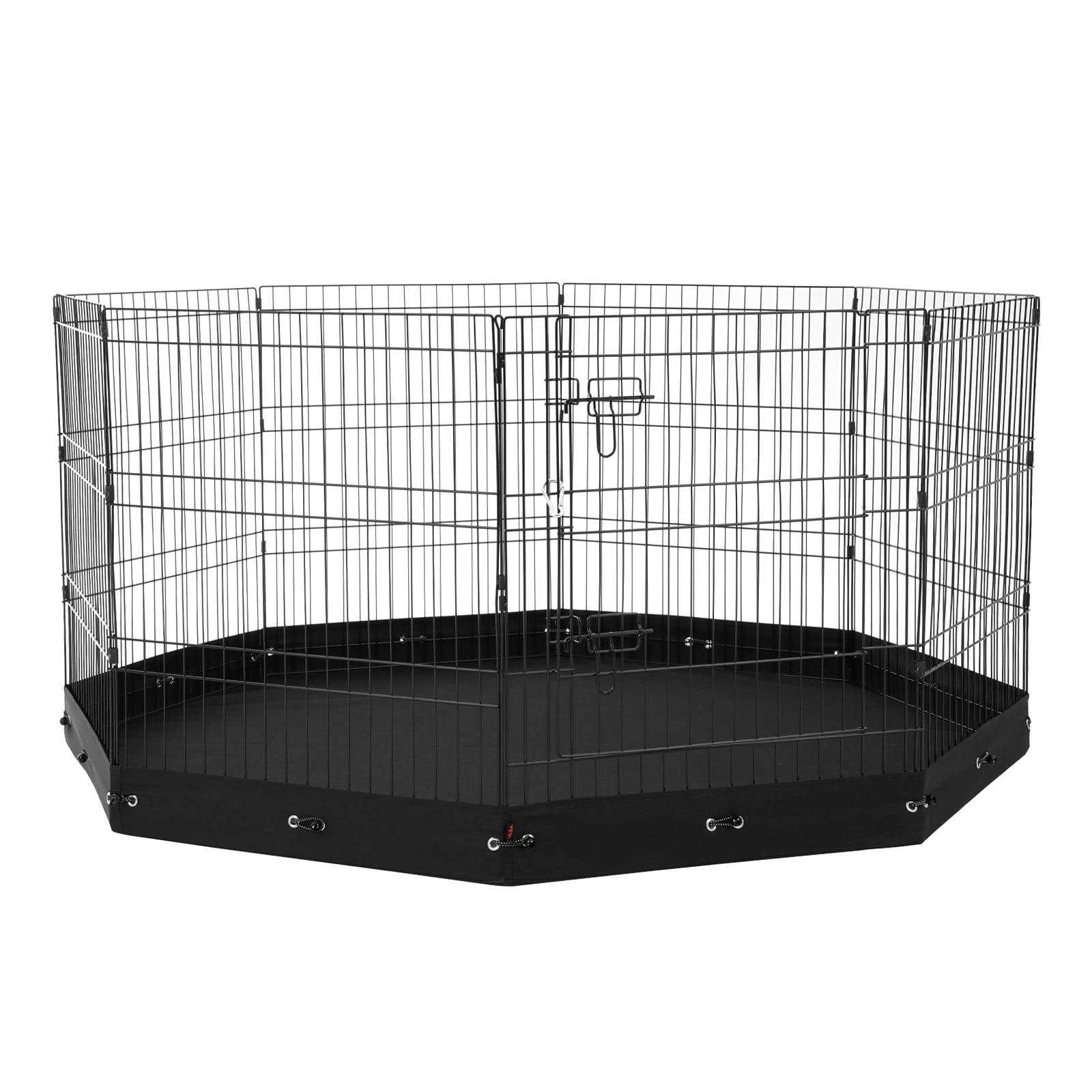 KFFKFF Canine Enclosure, 8 Panels Dog Playpen with Mat, 30"H x 24"W Collapsible Pet Activity Area, Indoor and Outdoor Canine Barrier with Entrance