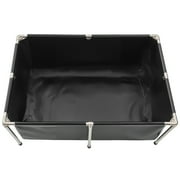 KFFKFF Canvas Fish Pond, 126.8 Gal Above Ground Tank, Foldable PVC Koi Pond with Sturdy Frame and Drain Valve, Ideal for Aquaculture, Koi Breeding, and Irrigation (Black)