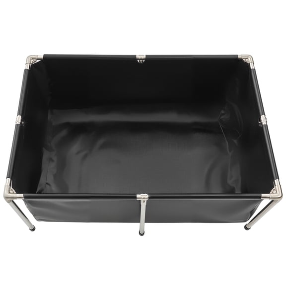 KFFKFF Canvas Fish Pond, 126.8 Gal Above Ground Tank, Foldable PVC Koi Pond with Sturdy Frame and Drain Valve, Ideal for Aquaculture, Koi Breeding, and Irrigation (Black)