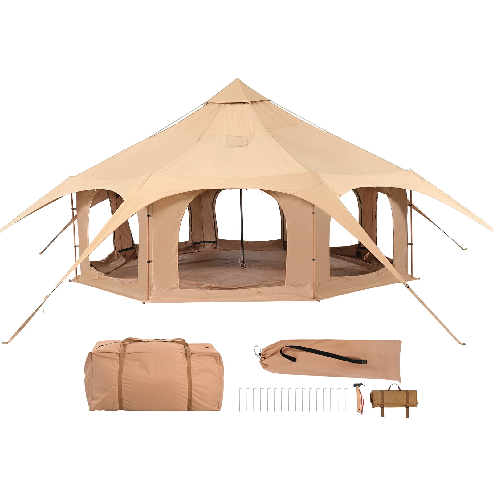 SKYSHALO 4 Seasons Canvas Bell Tent, 5m/16.4ft, Cold Weather