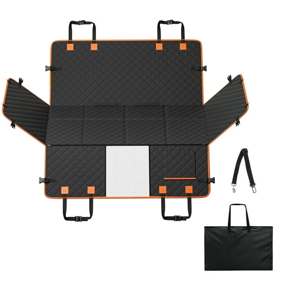 KFFKFF Car Seat Cover for Pets, Durable Pet Hammock with Firm Base, 51.2"x27.6", Mesh Viewing Window, Storage Pocket, Holds Up to 350lb, Suitable for Cars, SUVs, Trucks