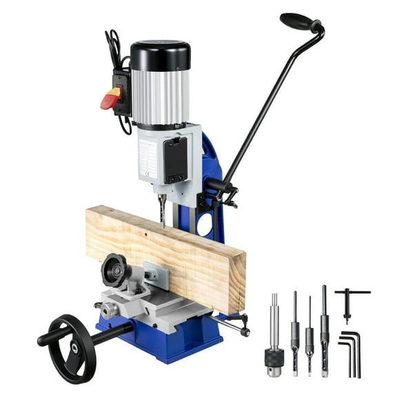 KFFKFF Carpentry Mortise Equipment, 1/2 HP 1700RPM Powermatic Drill, Featuring Adjustable Work Station Benchtop Mortising Device, Designed for Crafting Round and Square Holes