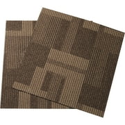KFFKFF Carpet Squares, 24"x 24", Reusable with Attached Cushioning, Comfortable Padded Carpet Tiles, Simple Self-Installation for Living Room and Bedroom (24 Tiles, Varied Brown)