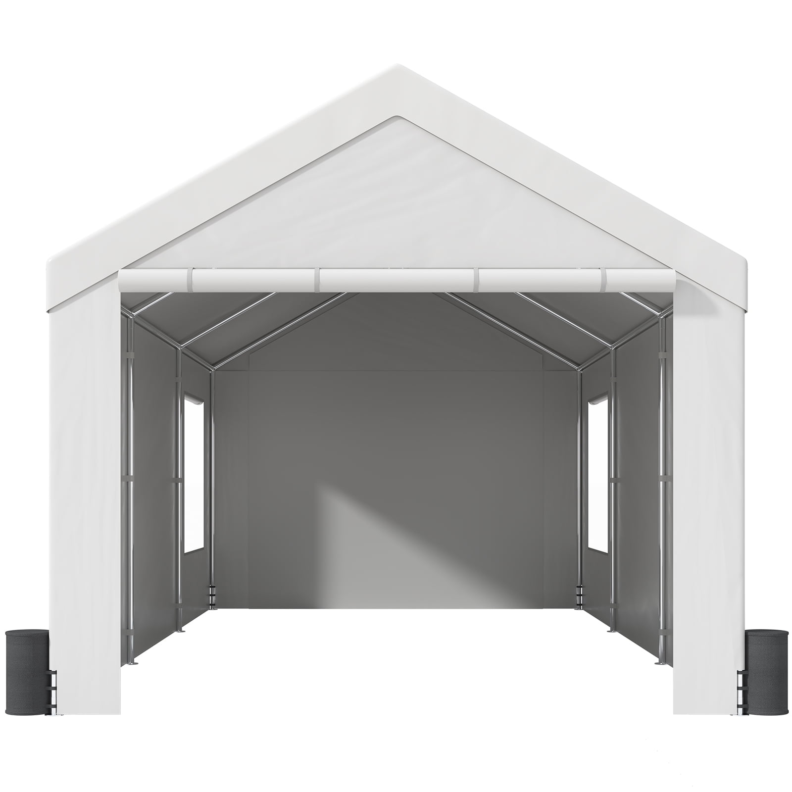 KFFKFF Carport Canopy Car Canopy 10 x 20 Feet & 8 Legs, Side Walls & Windows White