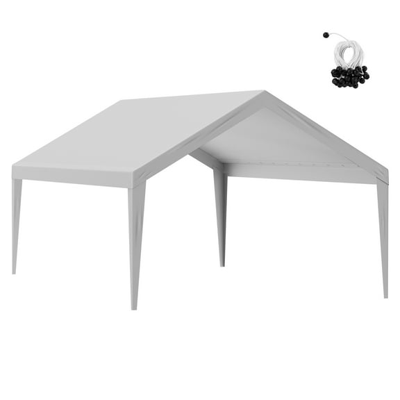 KFFKFF Carport Replacement Canopy Cover 13 x 20 ft, Heavy-Duty Waterproof & UV Resistant Garage Shelter Tarp, Simple Installation with Ball Bungees, Grey (Top Cover Only, Frame Not Included)