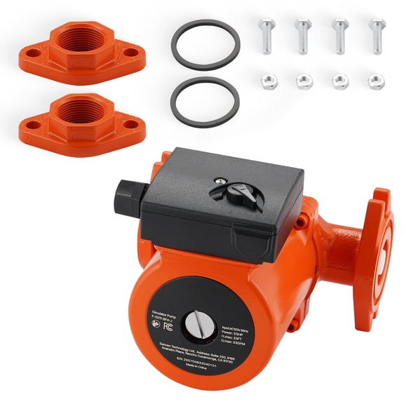 KFFKFF Cast Iron Circulator Pump, 33 GPM, AC 120V, 33 ft Hot Water Recirculation Pump, 1-1/4 in Flange Connection, 3-Speed Settings, Low-Noise Design, Ideal for Home Heating Systems