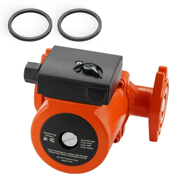 KFFKFF Cast Iron Circulator Pump, 33 GPM, AC 120V, 33 ft Hot Water Recirculation Pump, 1-1/4 in Flange Connection, 3-Speed Settings, Low-Noise Design, Suitable for Home Heating Systems