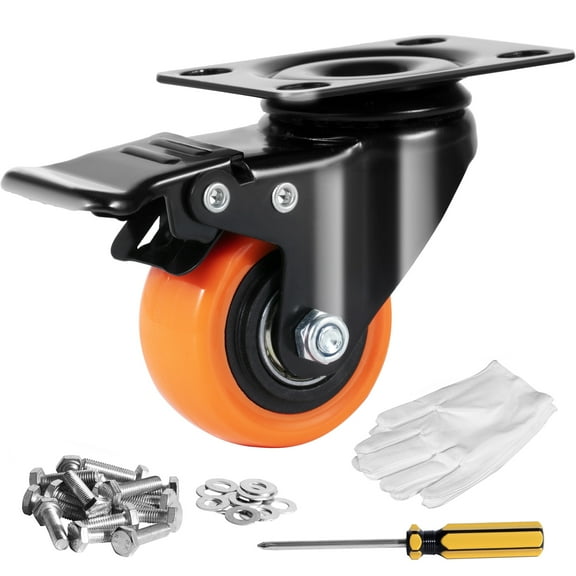 KFFKFF Caster Wheels, 2-inch Rotating Plate Casters, Pack of 4, featuring Safe Dual Locking, Quiet PVC Wheels, Durable with 150 lbs Weight Limit Each, Ideal for Carts, Furniture, and Workbenches