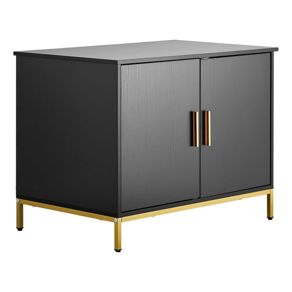 KFFKFF Cat Litter Box Enclosure Cabinet, 27.6 in Modern Hidden Litter Box with Metal Legs & Handle, Stylish Cat Washroom Furniture or End Table, Compatible with Most Litter Boxes