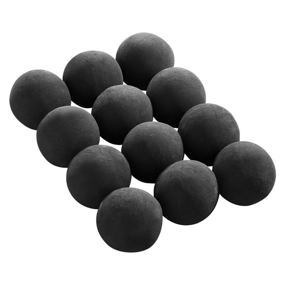 KFFKFF Ceramic Fire Balls, 4-Inch Set of 12 Round Stones, Reusable Lava Rocks for Indoor and Outdoor Use, Decorative Fire Pit Accessories for Gas/Propane Fireplaces, Stoves, Patios, Camping, Black